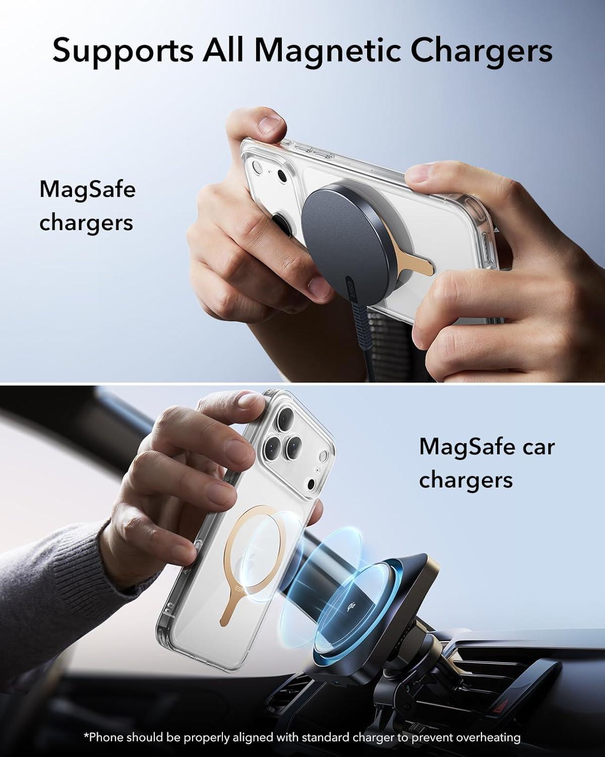 imageESR for MagSafe Sticker 360 MagSafe Ring 2 Pack Metal Ring for Phone Case Universal Metal Wireless Charger Conversion Kit for iPhone 171616e1514131211 Samsung Galaxy Google Pixel 10 WhiteTitanium 2 Pack