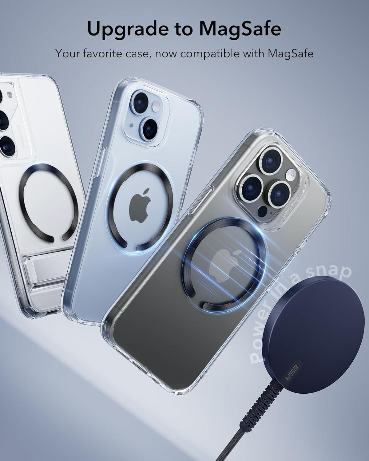 imageESR for MagSafe Sticker MagSafe Ring 2 Pack Metal Ring for Phone caseUniversal Magnetic Wireless Charger Conversion Kit for iPhone 171616e15141312 Samsung Google Black amp SilverBlack Silver 4 Pack