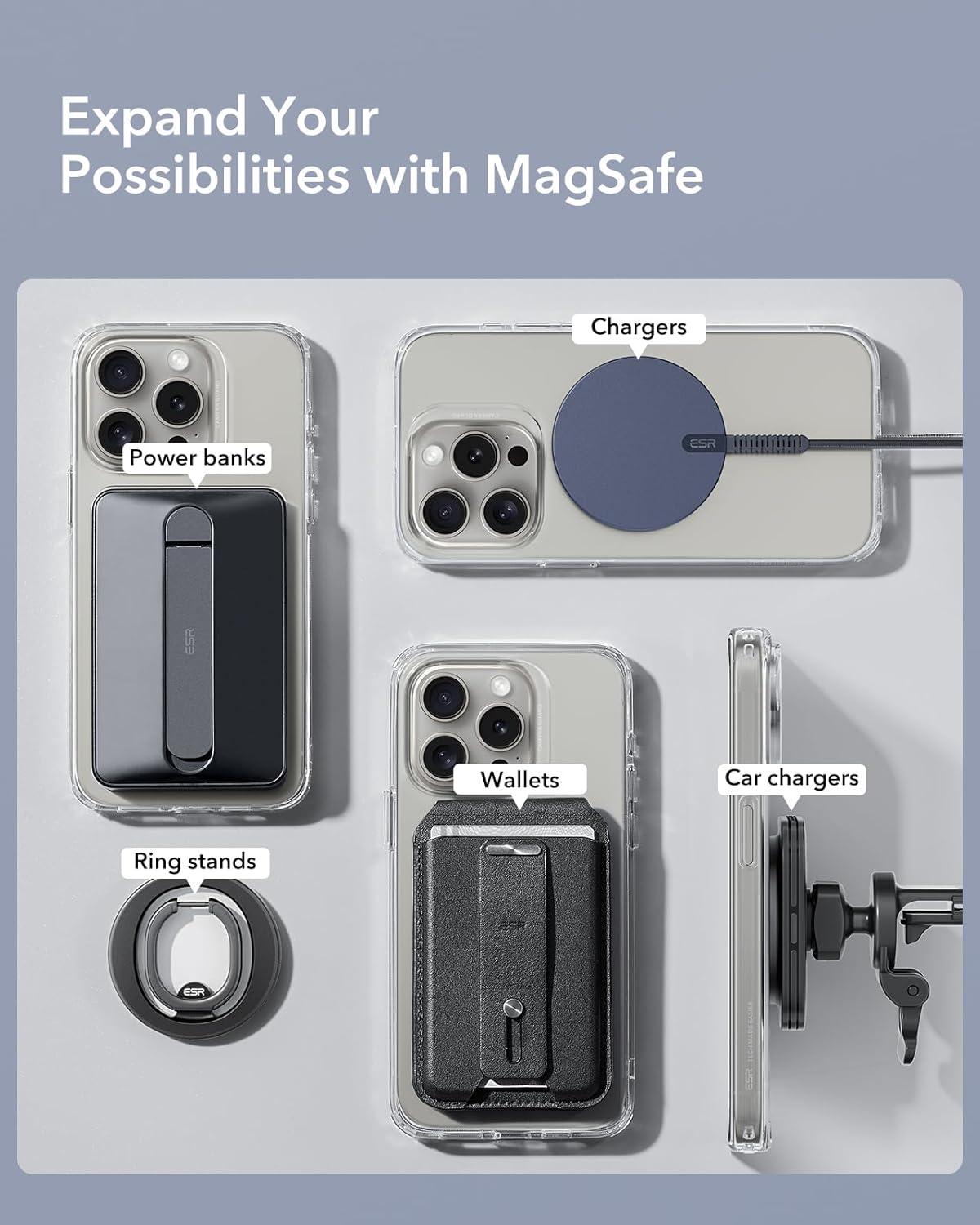 imageESR for MagSafe Sticker MagSafe Ring 2 Pack Metal Ring for Phone caseUniversal Magnetic Wireless Charger Conversion Kit for iPhone 171616e15141312 Samsung Google Black amp SilverBlack Silver 4 Pack