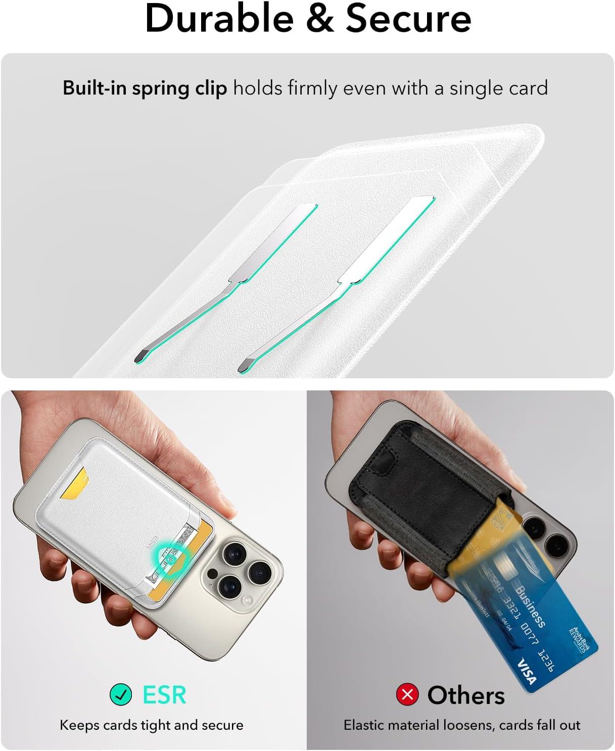 imageESR for MagSafe Wallet 5Card Holder With RFID Blocking MagSafe Sticker Included Slim Magnetic Wallet for iPhone 171615141312 Series and Selected Samsung Devices Not for 1312 Mini BlackWhite