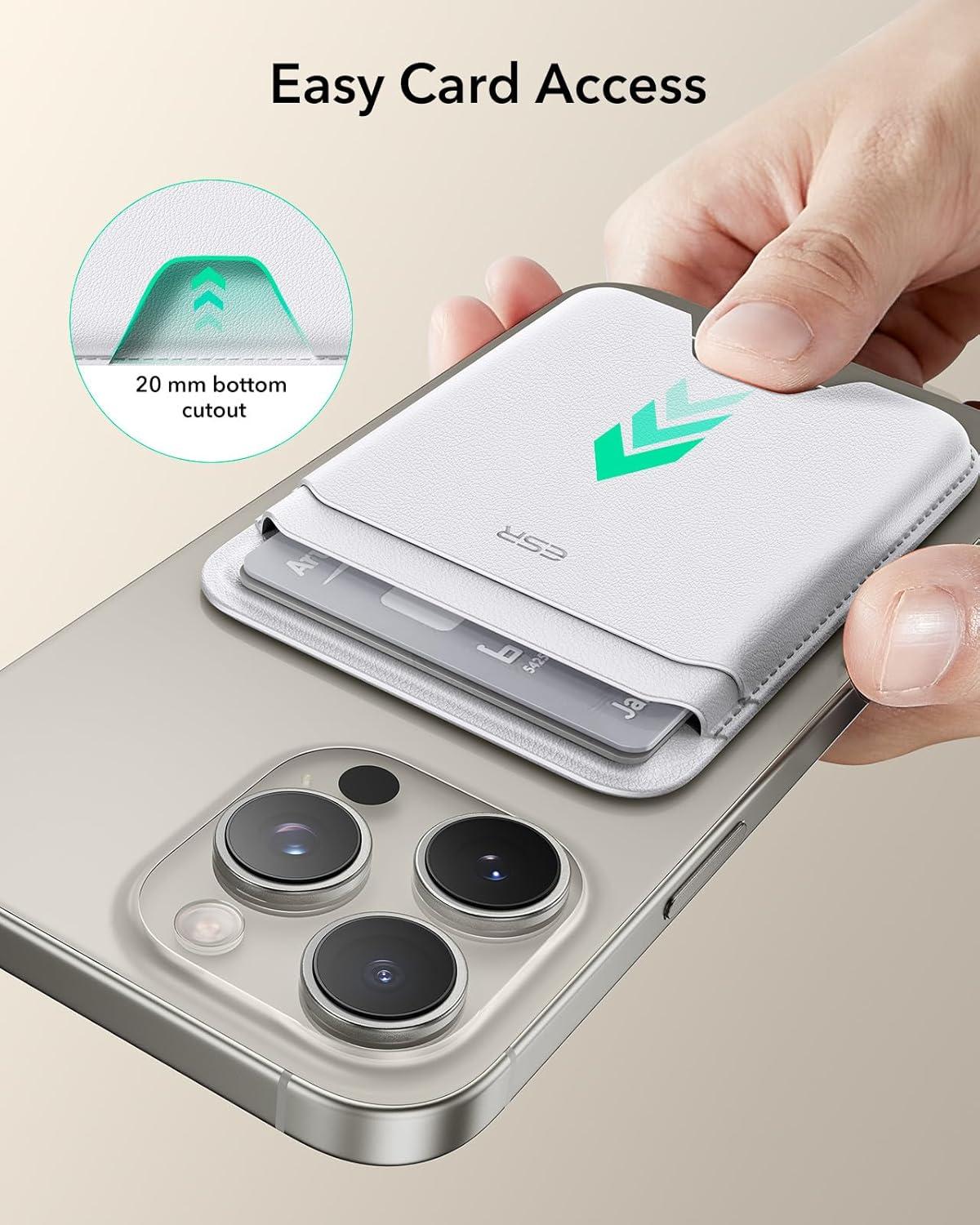 imageESR for MagSafe Wallet 5Card Holder With RFID Blocking MagSafe Sticker Included Slim Magnetic Wallet for iPhone 171615141312 Series and Selected Samsung Devices Not for 1312 Mini BlackWhite