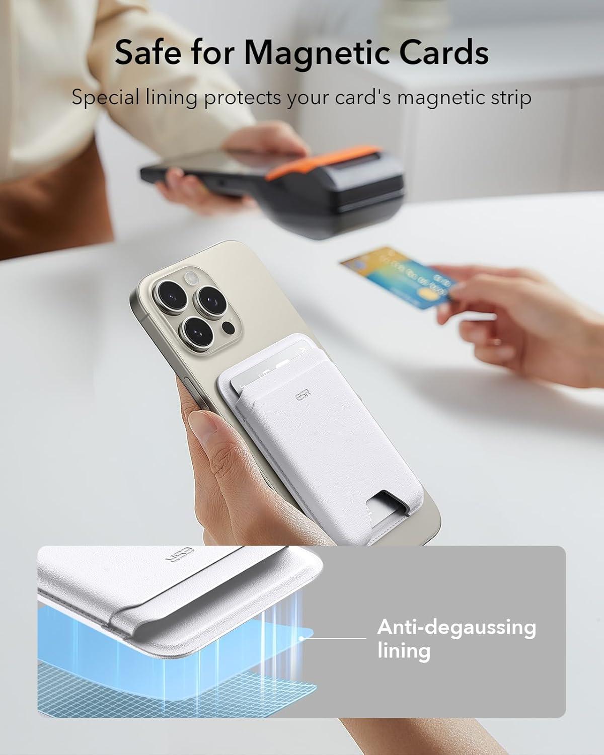 imageESR for MagSafe Wallet 5Card Holder With RFID Blocking MagSafe Sticker Included Slim Magnetic Wallet for iPhone 171615141312 Series and Selected Samsung Devices Not for 1312 Mini BlackWhite