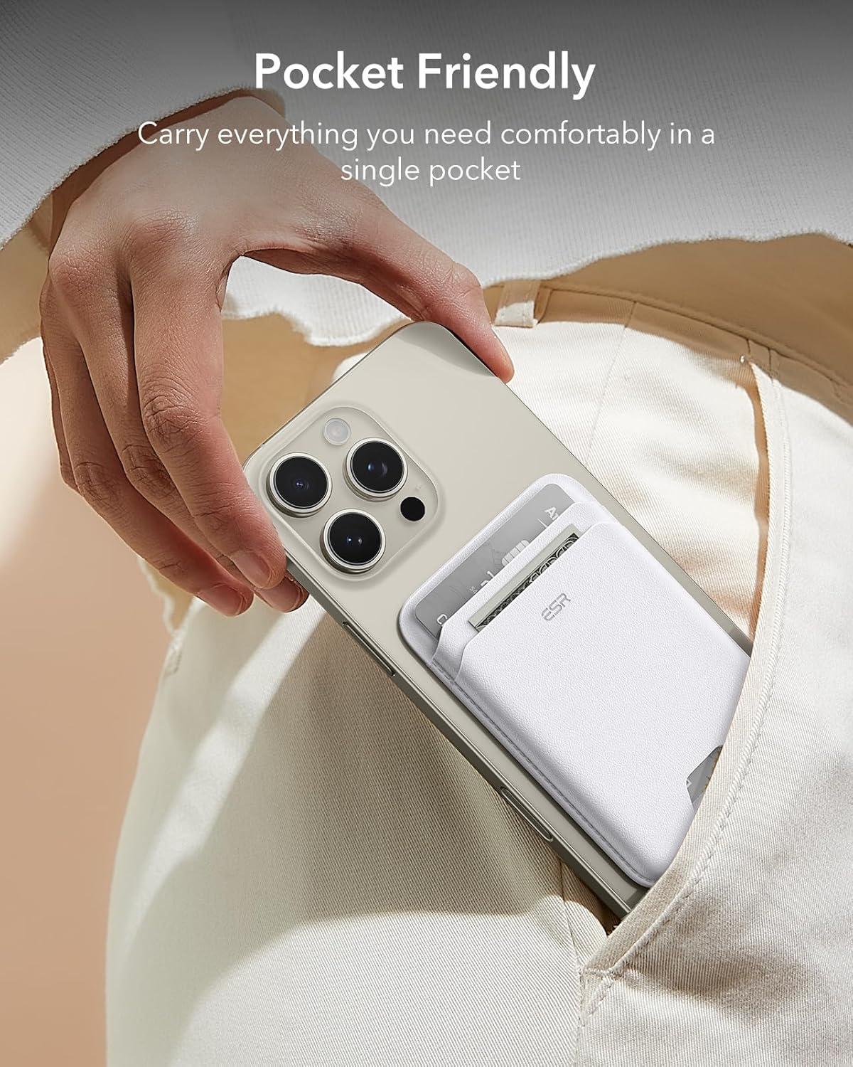 imageESR for MagSafe Wallet 5Card Holder With RFID Blocking MagSafe Sticker Included Slim Magnetic Wallet for iPhone 171615141312 Series and Selected Samsung Devices Not for 1312 Mini BlackWhite