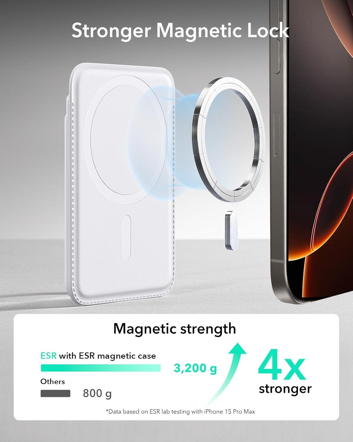 imageESR for MagSafe Wallet 5Card Holder With RFID Blocking MagSafe Sticker Included Slim Magnetic Wallet for iPhone 171615141312 Series and Selected Samsung Devices Not for 1312 Mini BlackWhite