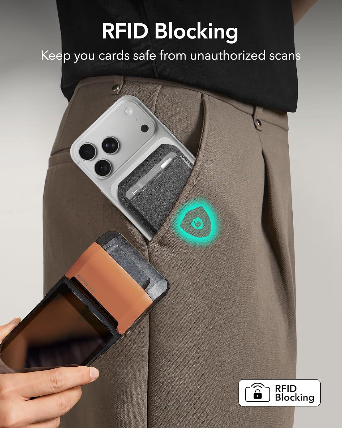 imageESR for MagSafe Wallet Stand w Grip RFID Blocking w MagSafe Ring 5 Card Holder for Phone Case Magnetic Wallet for iPhone 171615141312Not for Mini Selected Samsung Adjustable Stand BlackABlack5 Cards