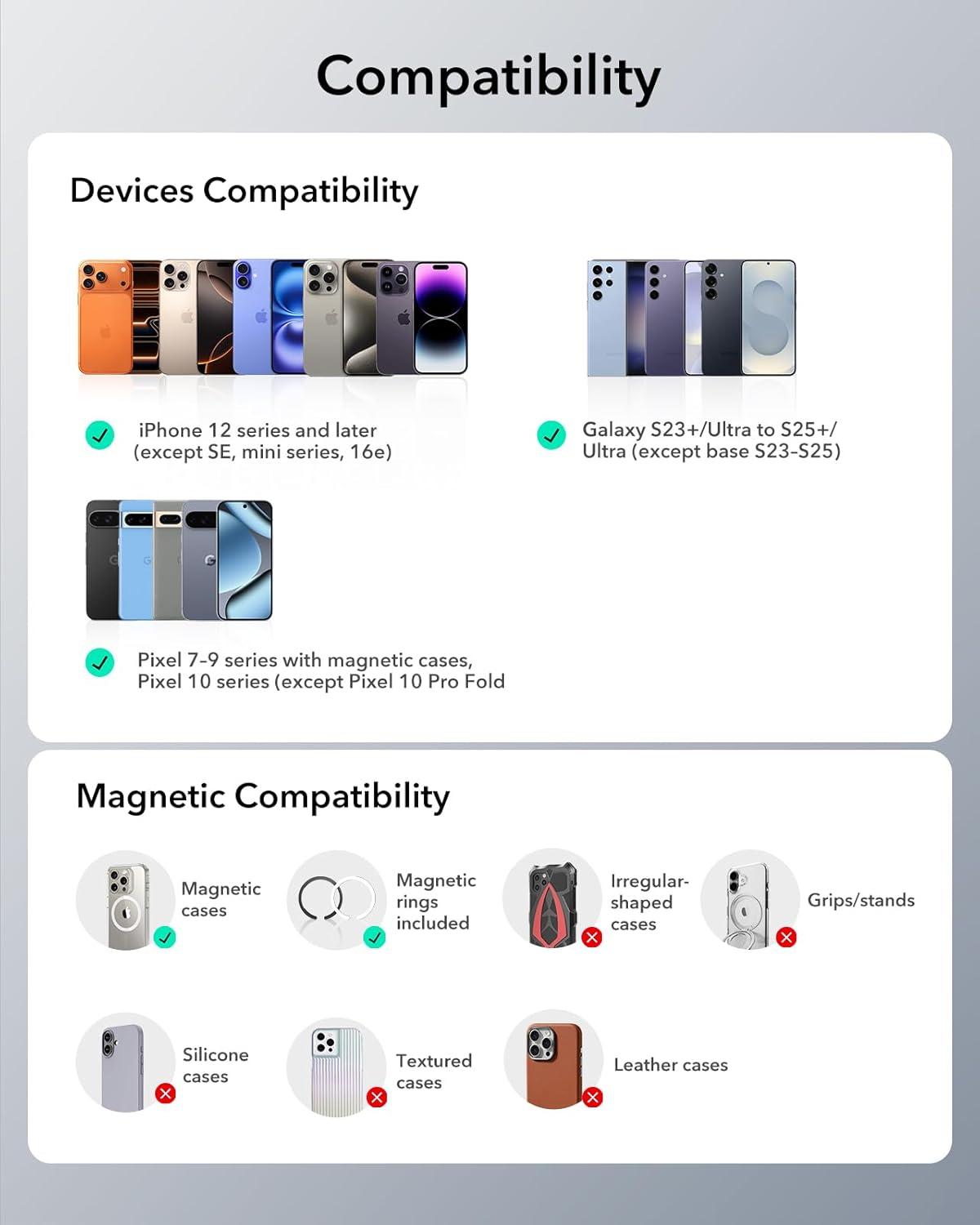 imageESR for MagSafe Wallet Stand w Grip RFID Blocking w MagSafe Ring 5 Card Holder for Phone Case Magnetic Wallet for iPhone 171615141312Not for Mini Selected Samsung Adjustable Stand BlackABlack5 Cards