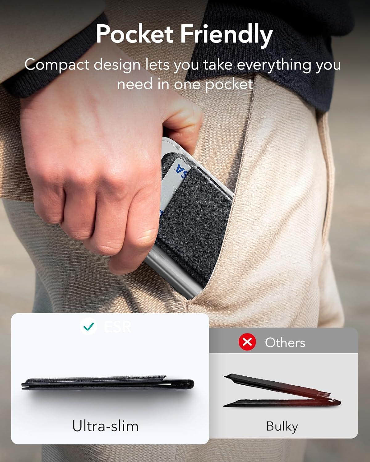 imageESR for MagSafe Wallet Stand w Grip RFID Blocking w MagSafe Ring 5 Card Holder for Phone Case Magnetic Wallet for iPhone 171615141312Not for Mini Selected Samsung Adjustable Stand BlackABlack5 Cards