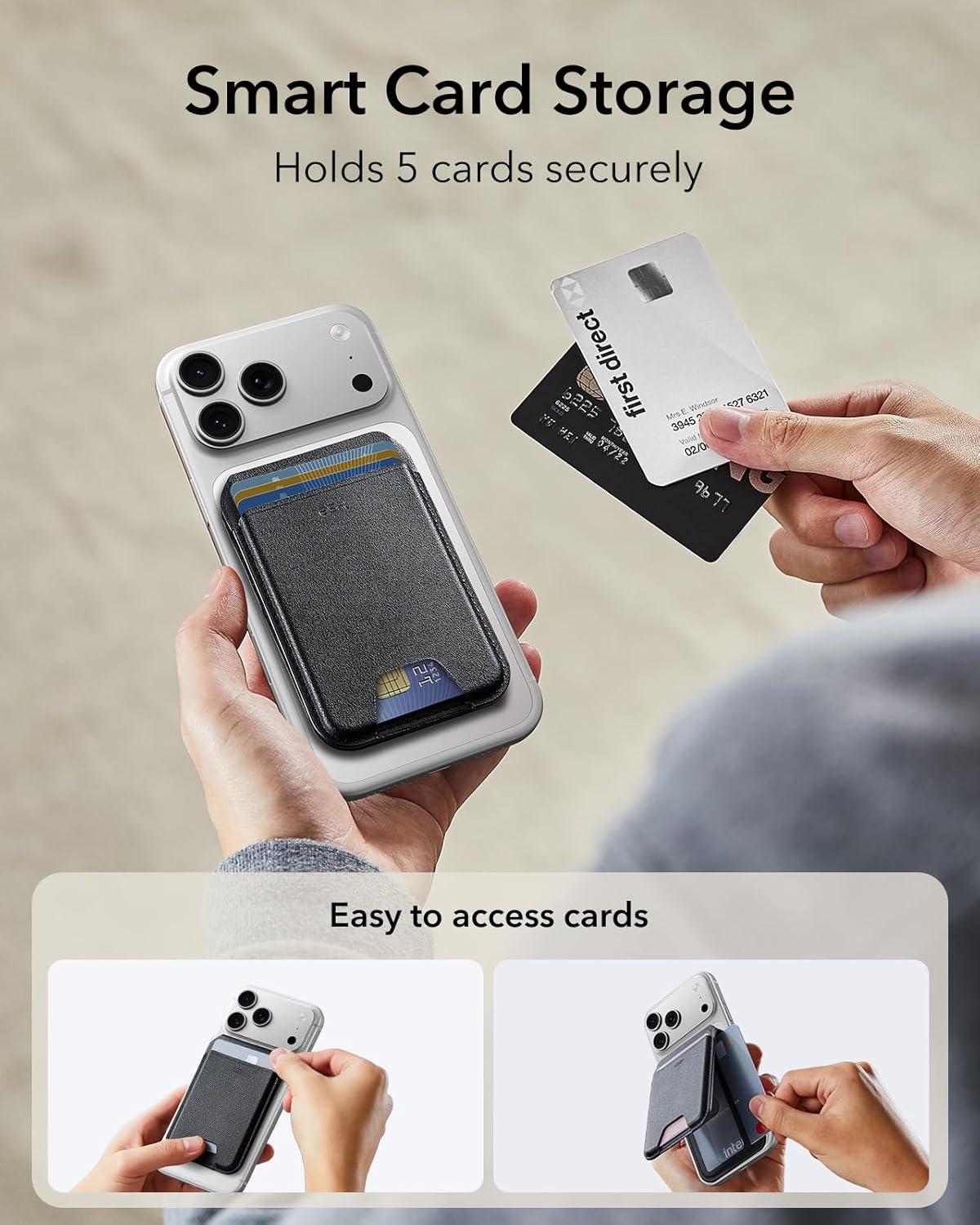 imageESR for MagSafe Wallet Stand w Grip RFID Blocking w MagSafe Ring 5 Card Holder for Phone Case Magnetic Wallet for iPhone 171615141312Not for Mini Selected Samsung Adjustable Stand BlackABlack5 Cards