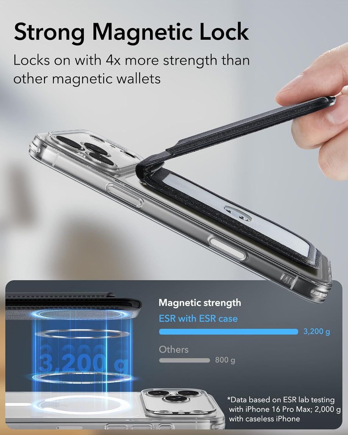 imageESR for MagSafe Wallet Stand w Grip RFID Blocking w MagSafe Ring 5 Card Holder for Phone Case Magnetic Wallet for iPhone 171615141312Not for Mini Selected Samsung Adjustable Stand BlackABlack5 Cards