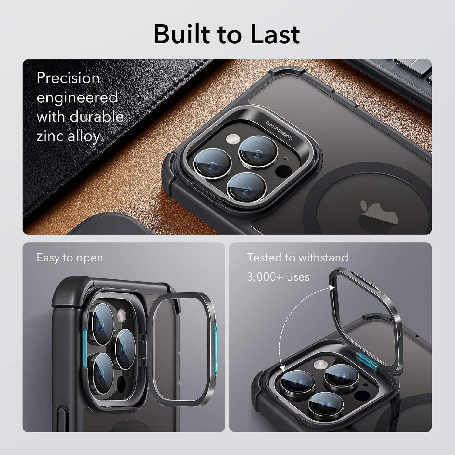 imageESR for iPhone 14 Pro Max Case with Stand Compatible with MagSafe FullBody MilitaryGrade Drop Proof Case with Builtin 9H Tempered Glass Screen Protector Armor Series Clear BlackClear Black Stand