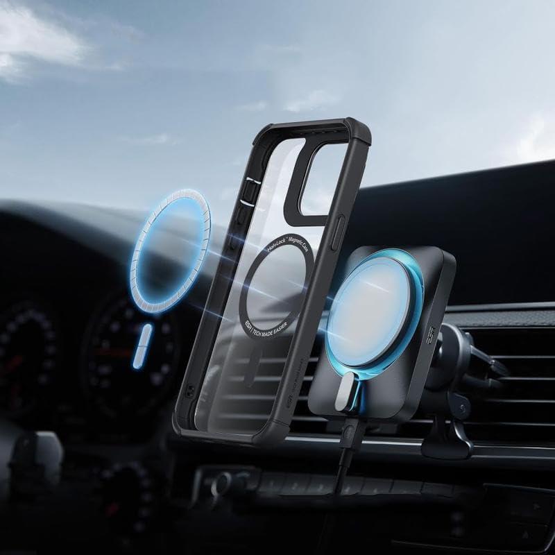 imageESR for iPhone 14 Pro Max Case with Stand Compatible with MagSafe FullBody MilitaryGrade Drop Proof Case with Builtin 9H Tempered Glass Screen Protector Armor Series Clear BlackClear Black Stand