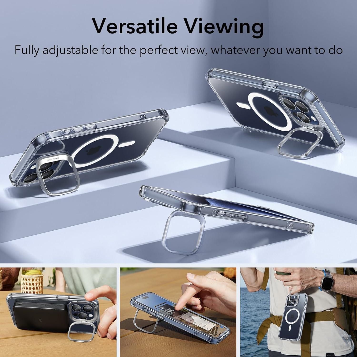 imageESR for iPhone 14 Pro Max Case with Stand Compatible with MagSafe FullBody MilitaryGrade Drop Proof Case with Builtin 9H Tempered Glass Screen Protector Armor Series Clear BlackClear Stand