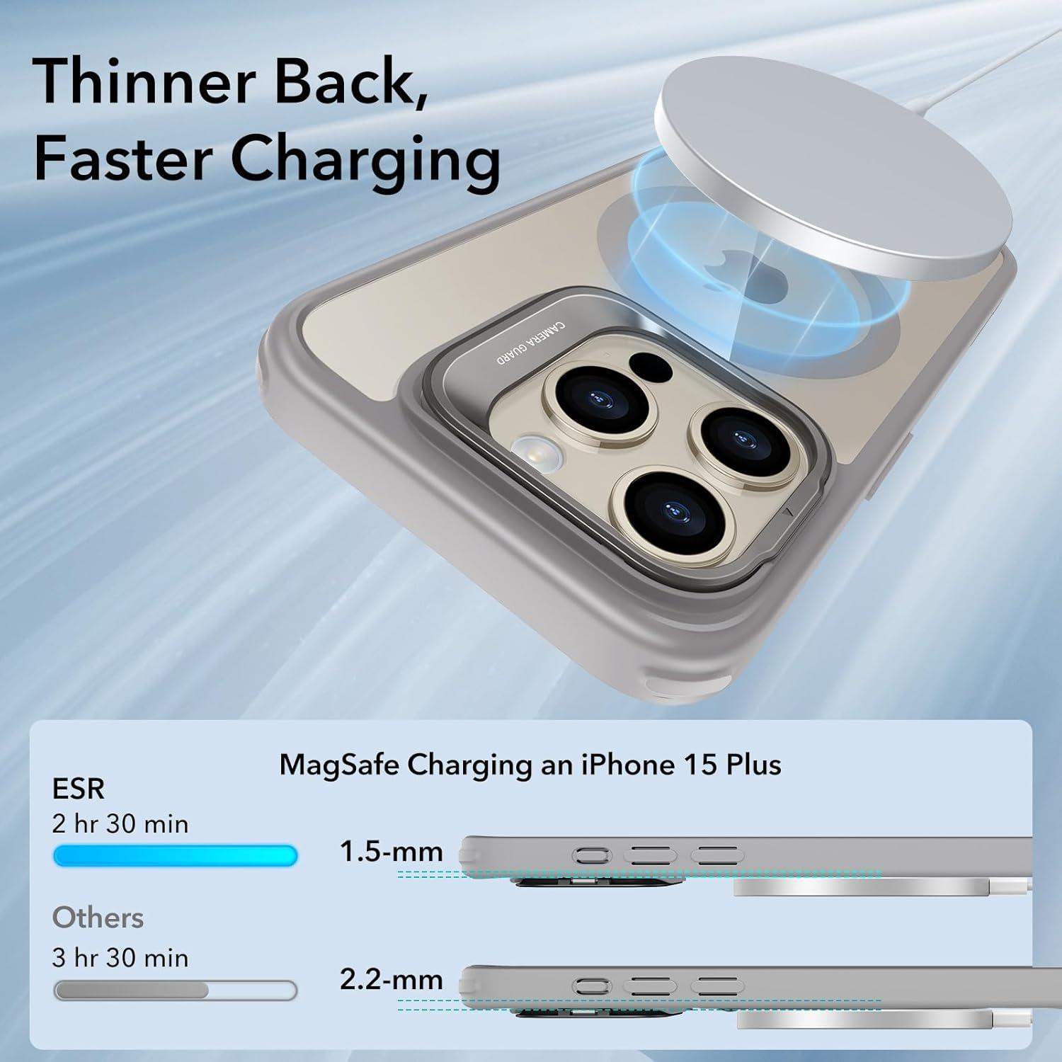 imageESR for iPhone 14 Pro Max Case with Stand Compatible with MagSafe FullBody MilitaryGrade Drop Proof Case with Builtin 9H Tempered Glass Screen Protector Armor Series Clear BlackClear Grey Stand