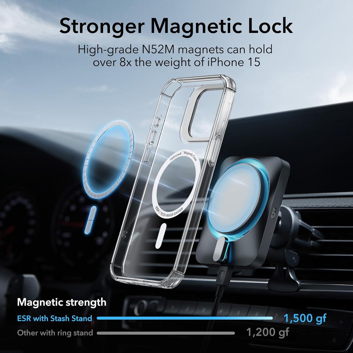 imageESR for iPhone 14 Pro Max Case with Stand Compatible with MagSafe FullBody MilitaryGrade Drop Proof Case with Builtin 9H Tempered Glass Screen Protector Armor Series Clear BlackArmor Clear