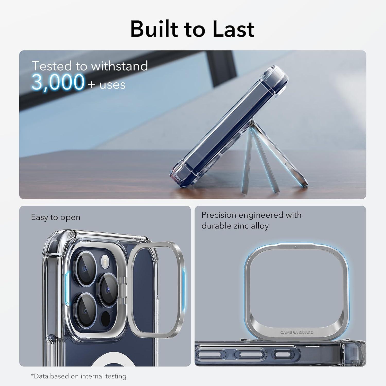 imageESR for iPhone 14 Pro Max Case with Stand Compatible with MagSafe FullBody MilitaryGrade Drop Proof Case with Builtin 9H Tempered Glass Screen Protector Armor Series Clear BlackClear Stand