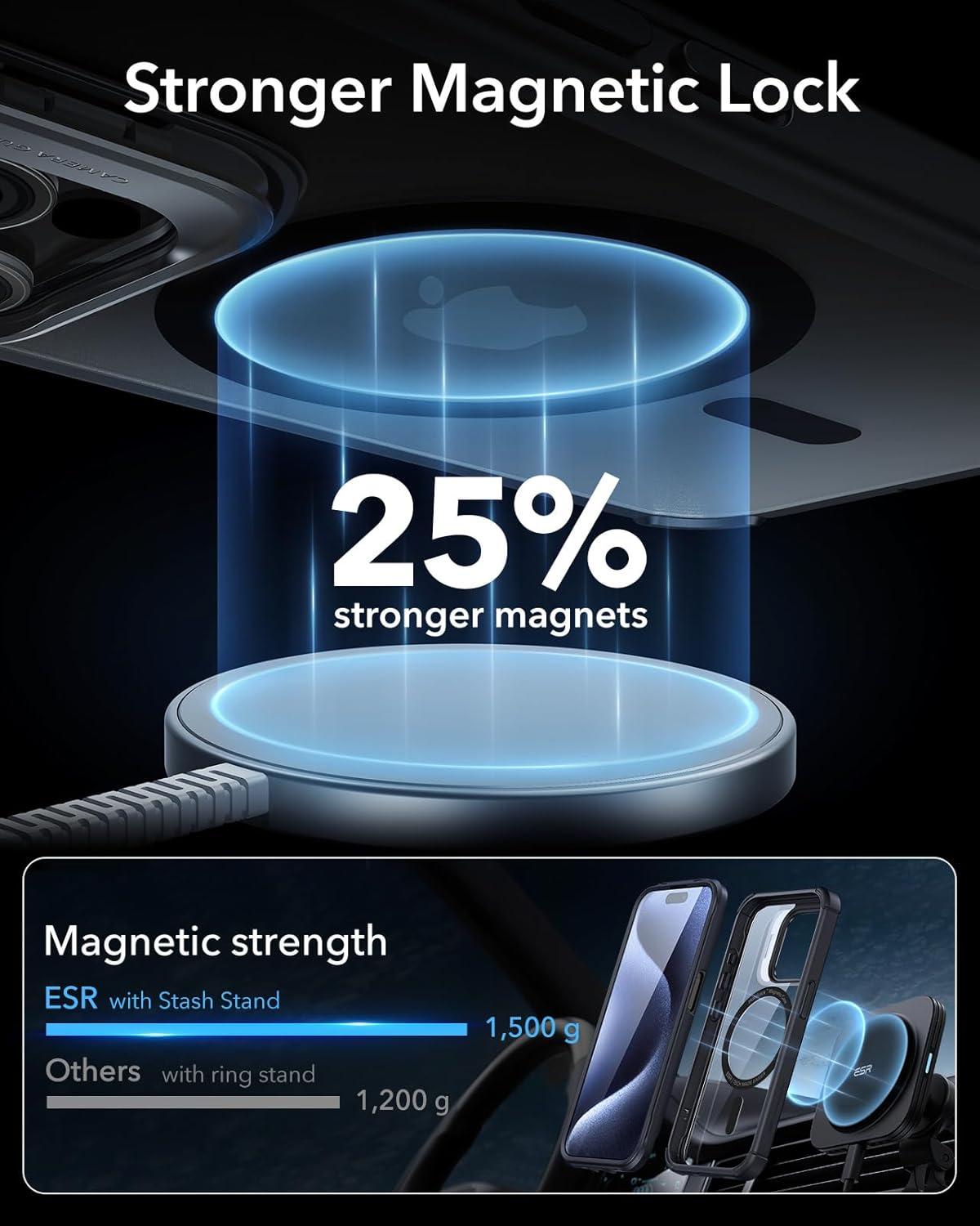 imageESR for iPhone 14 Pro Max Case with Stand Compatible with MagSafe FullBody MilitaryGrade Drop Proof Case with Builtin 9H Tempered Glass Screen Protector Armor Series Clear BlackClear Black Stand