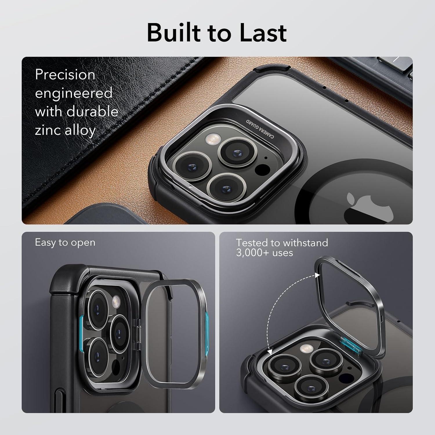 imageESR for iPhone 14 Pro Max Case with Stand Compatible with MagSafe FullBody MilitaryGrade Drop Proof Case with Builtin 9H Tempered Glass Screen Protector Armor Series Clear BlackClear Black Stand