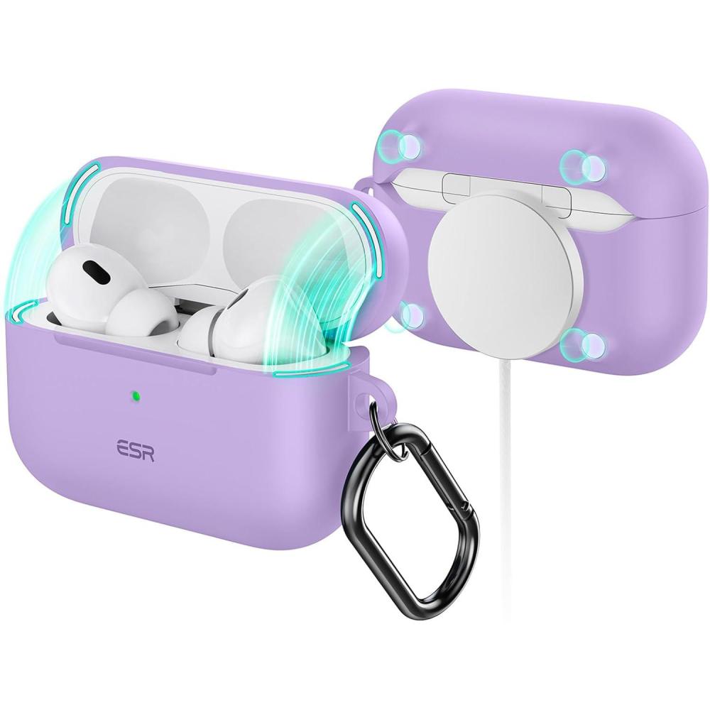 imageESR for AirPods Pro 2 Case Compatible with Airpods Pro Case 2nd 1st Generation 202320222019 Compatible with MagSafe Full Drop Protection Cover with Lanyard Black 2023 2022 2019 with LanyardBPurple