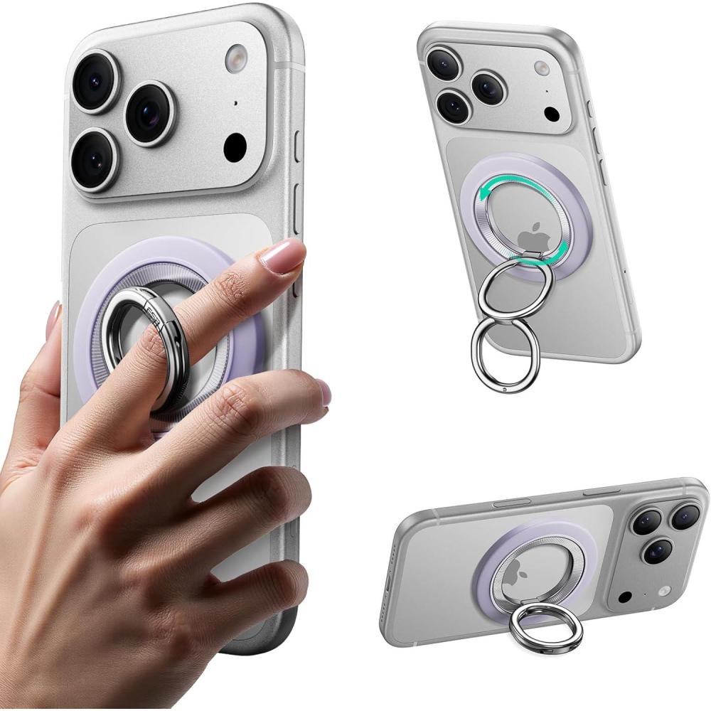 imageESR for MagSafe Phone Grip DualSide Magnetic Phone Grip360 Adjustable Thin Magnetic Ring Holder Standfor iPhone 17 16 15 14 13 12 SamsungAll Phones MagSafe Accessories 2 Metal Rings IncludedLavender
