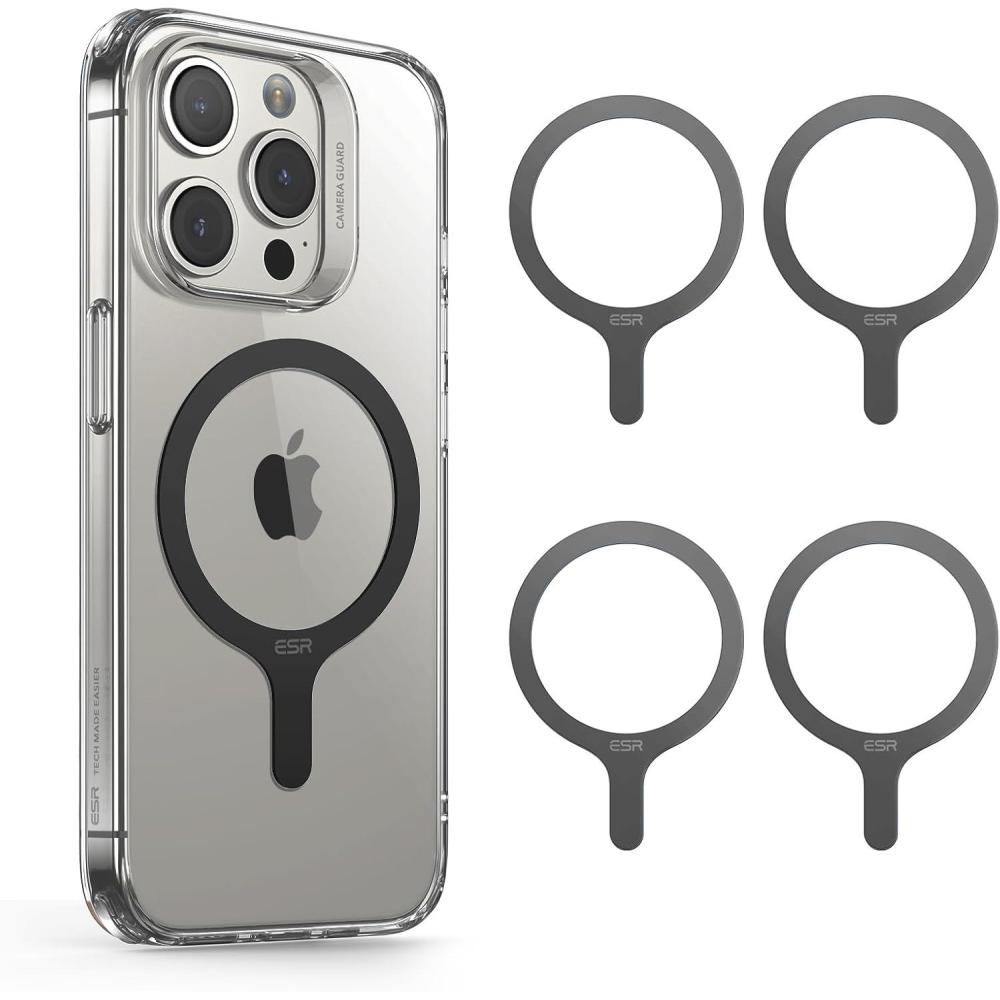 imageESR for MagSafe Sticker 360 MagSafe Ring 2 Pack Metal Ring for Phone Case Universal Metal Wireless Charger Conversion Kit for iPhone 171616e1514131211 Samsung Galaxy Google Pixel 10 WhiteBlack  4 Pack