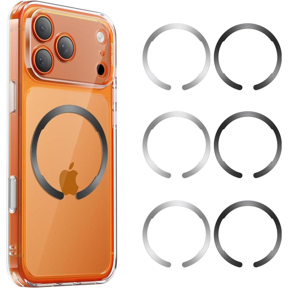 imageESR for MagSafe Sticker MagSafe Ring Magnet 6 Pack Metal Ring for Phone caseUniversal Magnetic Wireless Charger Conversion Kit for iPhone 171616e15141312 Samsung Google Black amp Silver