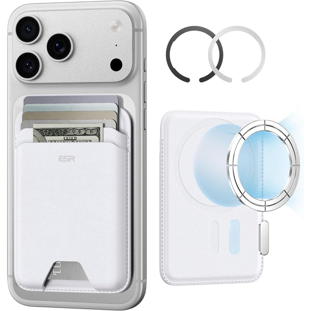 imageESR for MagSafe Wallet 5Card Holder With RFID Blocking MagSafe Sticker Included Slim Magnetic Wallet for iPhone 171615141312 Series and Selected Samsung Devices Not for 1312 Mini BlackWhite