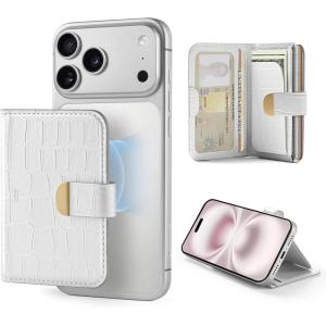 ESR Aura Clutch for MagSafe Wallet for Women, 5-Card Holder, RFID Blocking, MagSafe Sticker Included, Magnetic Wallet for iPhone 17/16/15/14/13/12 Series and Select Samsung Devices, Pearl White Croc(Aura Clutch-Pearl White Croc)