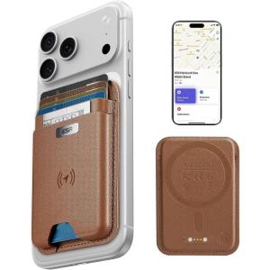 ESR Geo for MagSafe Wallet with Full Find My Functionality, RFID Blocking, 5 Cards Holder for Phone Case, Strong Magnetic Wallet for iPhone 17/16/15/14/13/12 Series, Not for 13/12 Mini, Dark Blue(Brown)