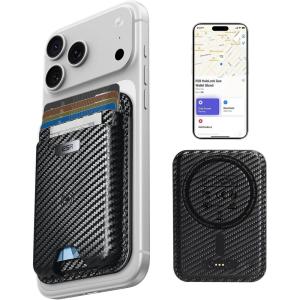 ESR Geo for MagSafe Wallet with Full Find My Functionality, RFID Blocking, 5 Cards Holder for Phone Case, Strong Magnetic Wallet for iPhone 17/16/15/14/13/12 Series, Not for 13/12 Mini, Dark Blue(Black Carbon Fiber)