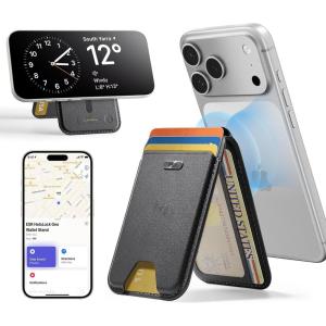 ESR Geo for Magsafe Wallet with Full Find My Functionality,5 Card-Holder, RFID Blocking, Magnetic Wallet for iPhone 17/16/15/14/13/12 Series, with Adjustable Stand, Brown(B-Stand: Black)