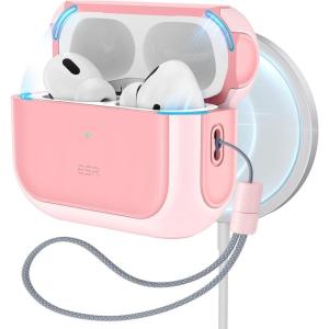 ESR for AirPods Pro 2 Case, Compatible with Airpods Pro Case 2nd / 1st Generation (2023/2022/2019), Compatible with MagSafe, Full Drop Protection Cover with Lanyard, Black | 2023, 2022, 2019, with Lanyard(A-Pink)
