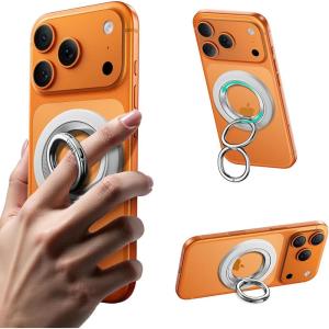 ESR for MagSafe Phone Grip, Dual-Side Magnetic Phone Grip,360° Adjustable Thin Magnetic Ring Holder Stand,for iPhone 17 16 15 14 13 12, Samsung,All Phones, MagSafe Accessories (2 Metal Rings Included)(White)