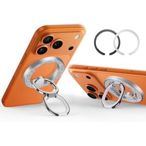 ESR for MagSafe Phone Grip, MagSafe Ring Holder, Magnetic Phone Ring Holder, Magnetic Phone Grip with 2-Way Stand for iPhone 17/16/15/14/13/12, Samsung, Google, All Smartphones(2 Metal Rings included)(Rhinestone Silver)