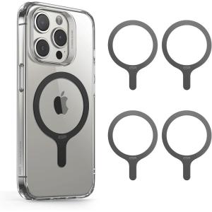 ESR for MagSafe Sticker 360, MagSafe Ring, 2 Pack Metal Ring for Phone Case, Universal Metal Wireless Charger Conversion Kit for iPhone 17/16/16e/15/14/13/12/11, Samsung Galaxy, Google Pixel 10, White(Black – 4 Pack)