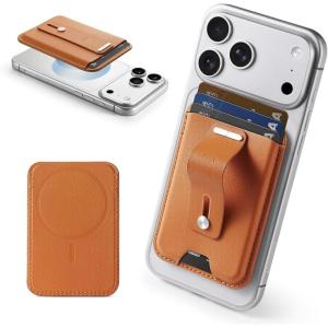 ESR for MagSafe Wallet, 5-Card Holder With RFID Blocking, MagSafe Sticker Included, Slim Magnetic Wallet for iPhone 17/16/15/14/13/12 Series and Selected Samsung Devices, Not for 13/12 Mini, Black(3 Cards-Brown-Grip)