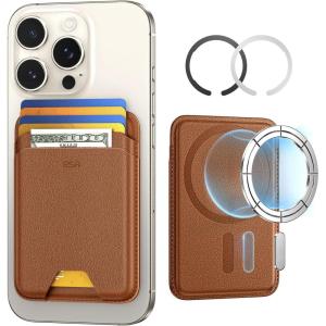 ESR for MagSafe Wallet, 5-Card Holder With RFID Blocking, MagSafe Sticker Included, Slim Magnetic Wallet for iPhone 17/16/15/14/13/12 Series and Selected Samsung Devices, Not for 13/12 Mini, Black(Brown)