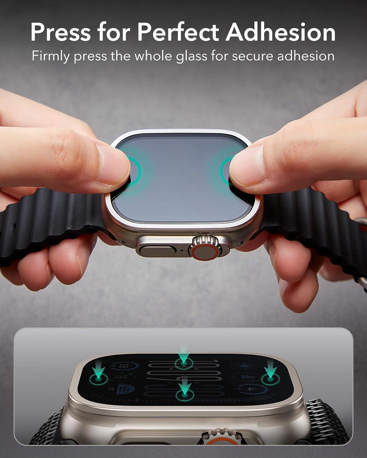 imageESR 2 Pack Armorite Screen Protector for Apple Watch Ultra 3 Ultra 2 Ultra 49 mm Military Grade Protection Tempered Glass Film with Aluminum Alloy Frame Keep Original TitaniumTitanium