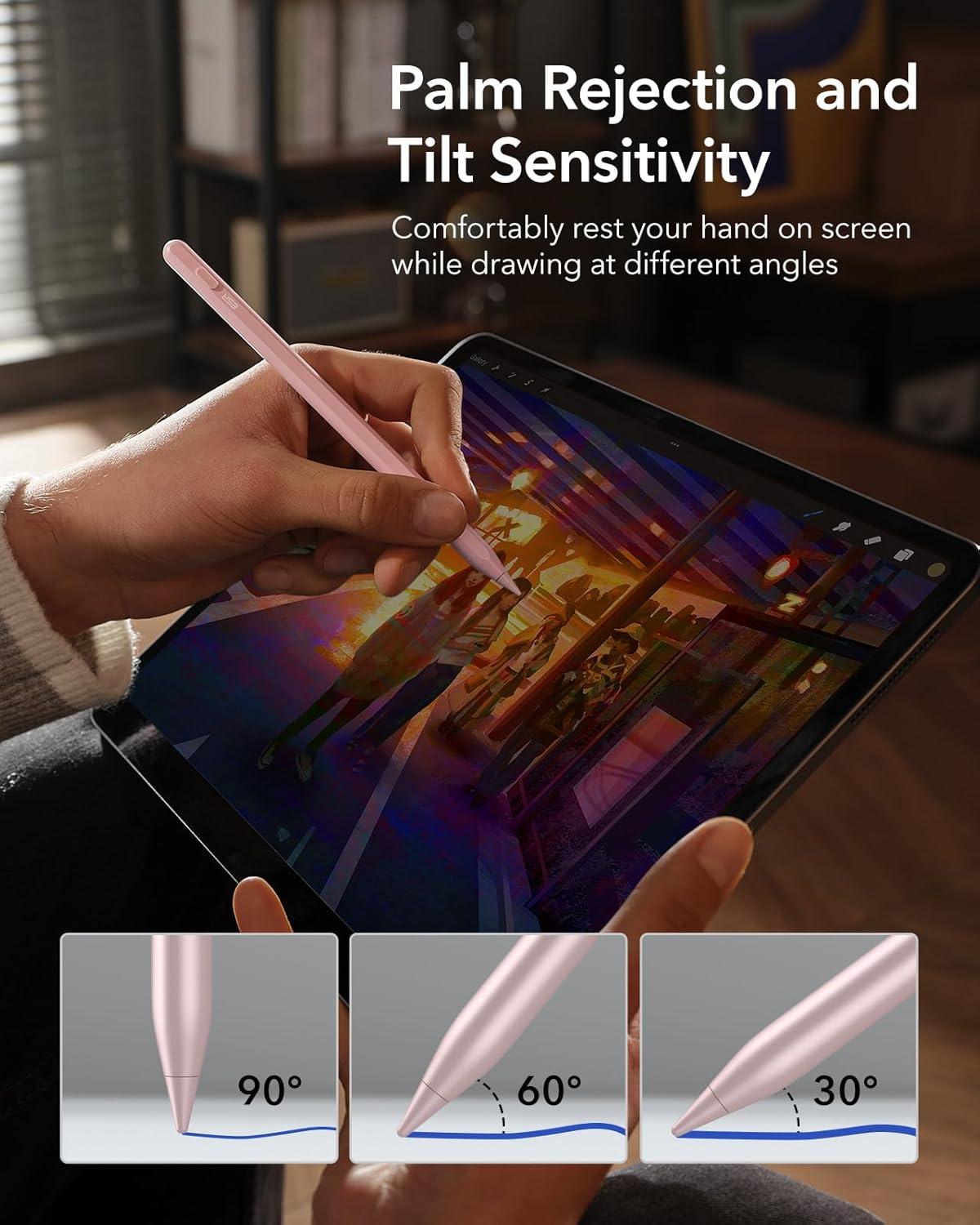 imageESR Stylus Pen for iPad Magnetic Wireless Charging iPad Pencil Digital Pencil Pro with Tilt Sensitivity and Palm Rejection for iPad Pro 12911 iPad Air 54 and iPad Mini 6 PinkPink