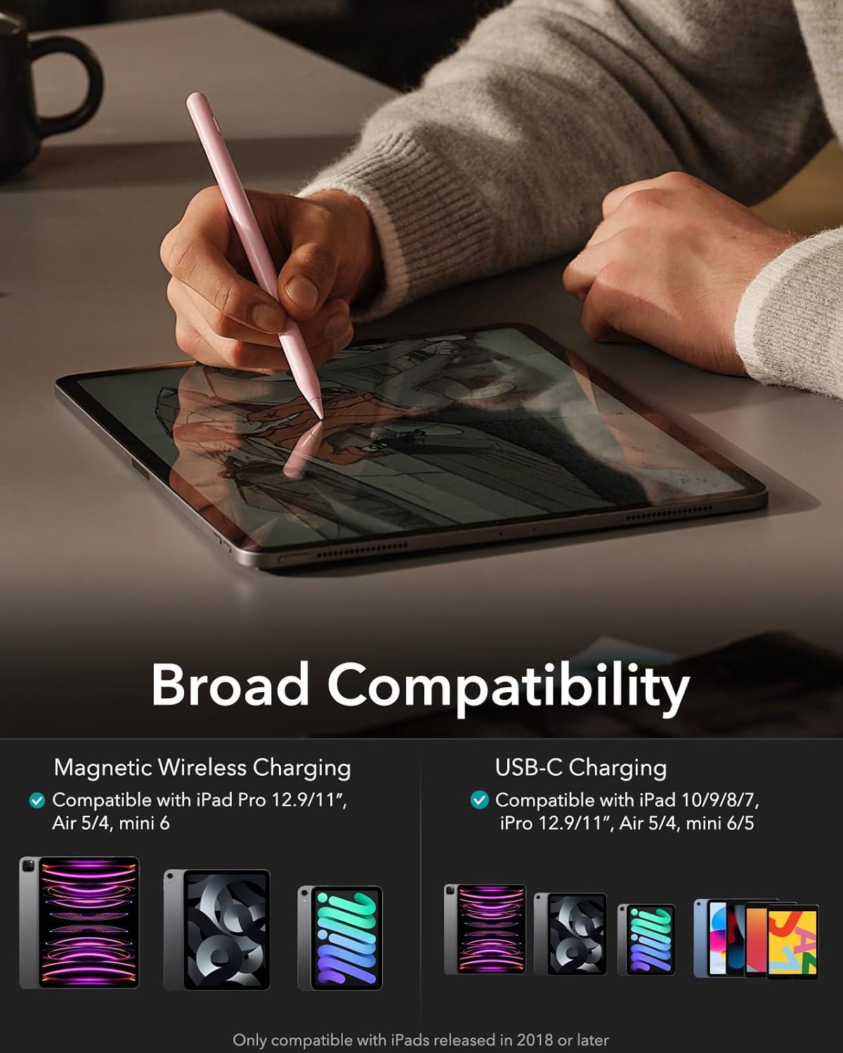 imageESR Stylus Pen for iPad Magnetic Wireless Charging iPad Pencil Digital Pencil Pro with Tilt Sensitivity and Palm Rejection for iPad Pro 12911 iPad Air 54 and iPad Mini 6 PinkPink