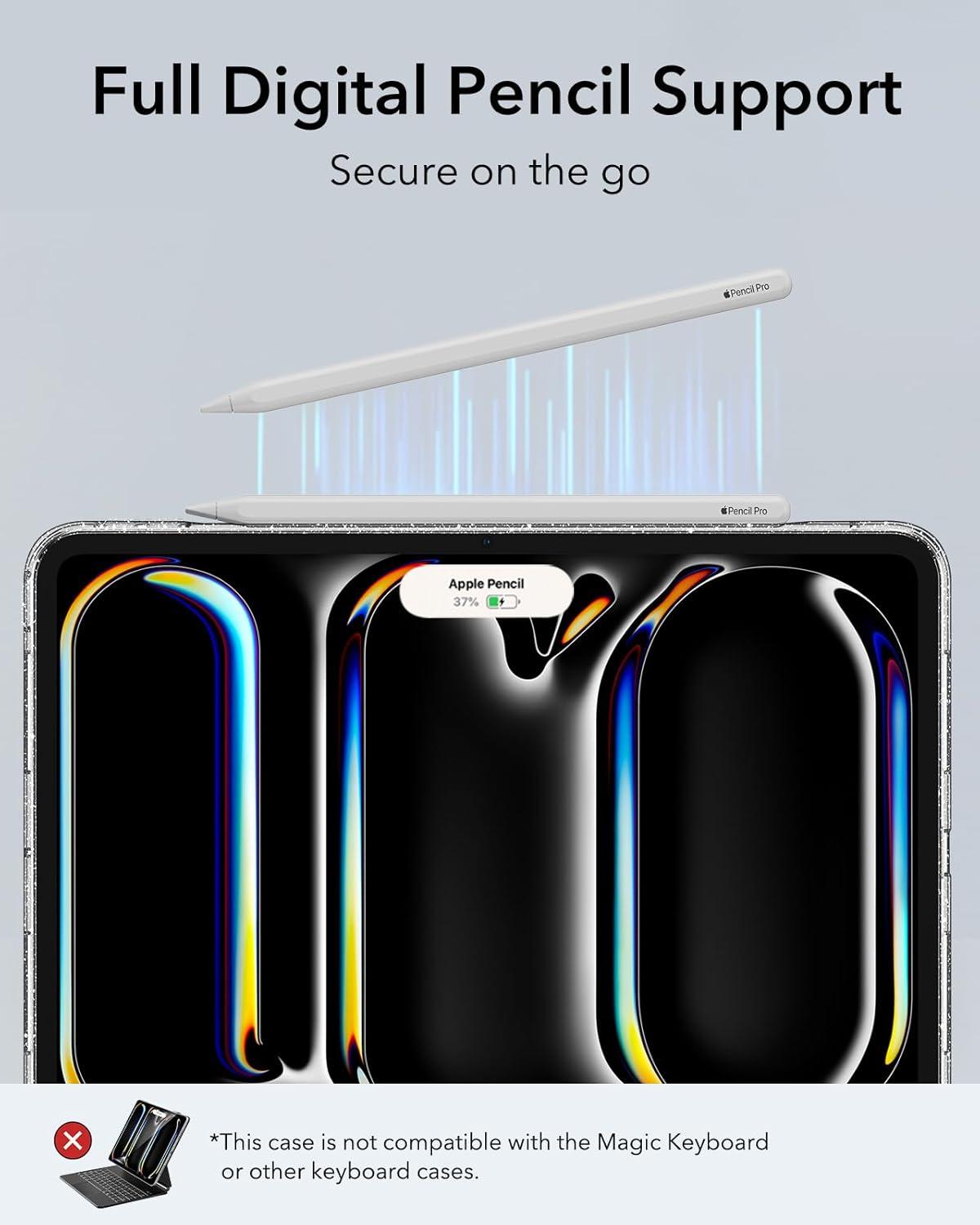 imageESR for iPad Pro 129 Case 129 inch iPad Pro case 20222021 6th5th Generation Thin and Lightweight Yellowing Resistant Hard Back Supports Pencil 2 Classic Series ClearClear Shimmer