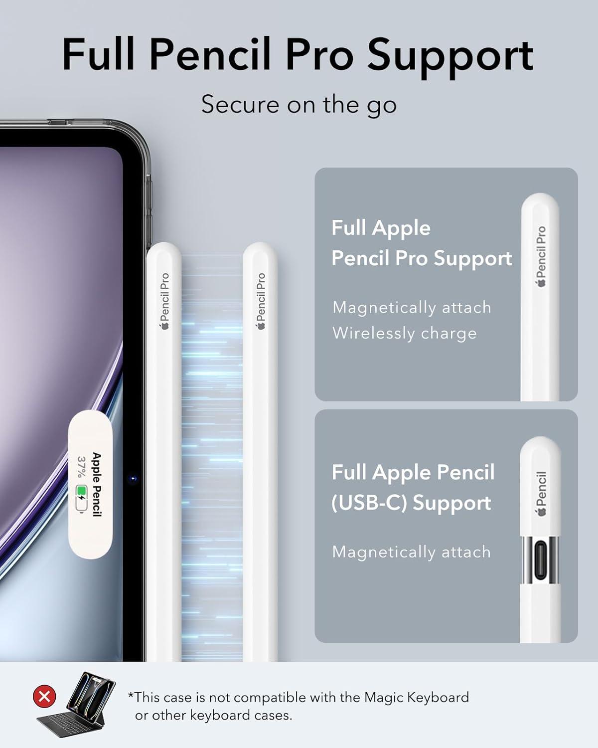 imageESR for iPad Pro 129 Case 129 inch iPad Pro case 20222021 6th5th Generation Thin and Lightweight Yellowing Resistant Hard Back Supports Pencil 2 Classic Series ClearBlack Clear