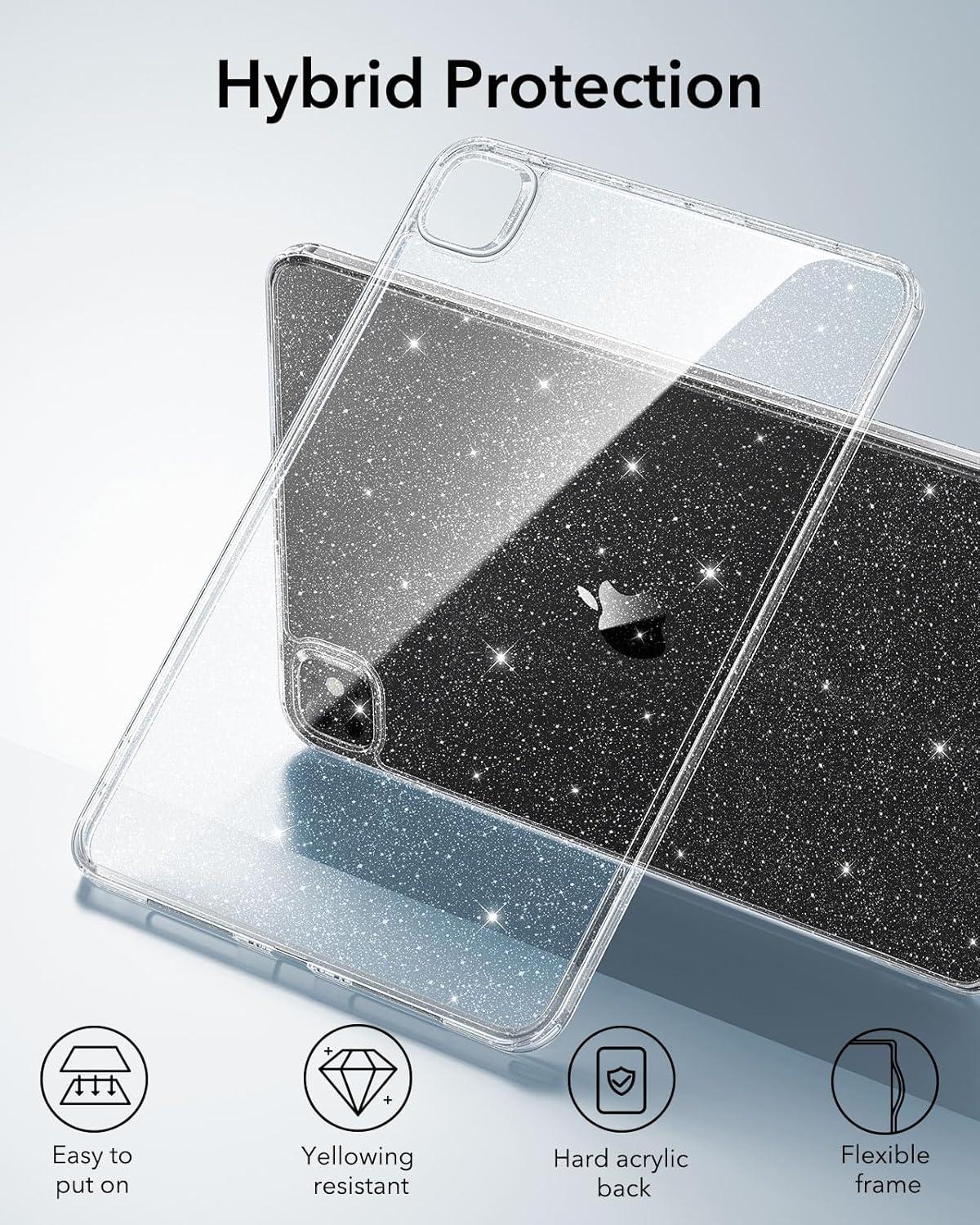 imageESR for iPad Pro 129 Case 129 inch iPad Pro case 20222021 6th5th Generation Thin and Lightweight Yellowing Resistant Hard Back Supports Pencil 2 Classic Series ClearClear Shimmer