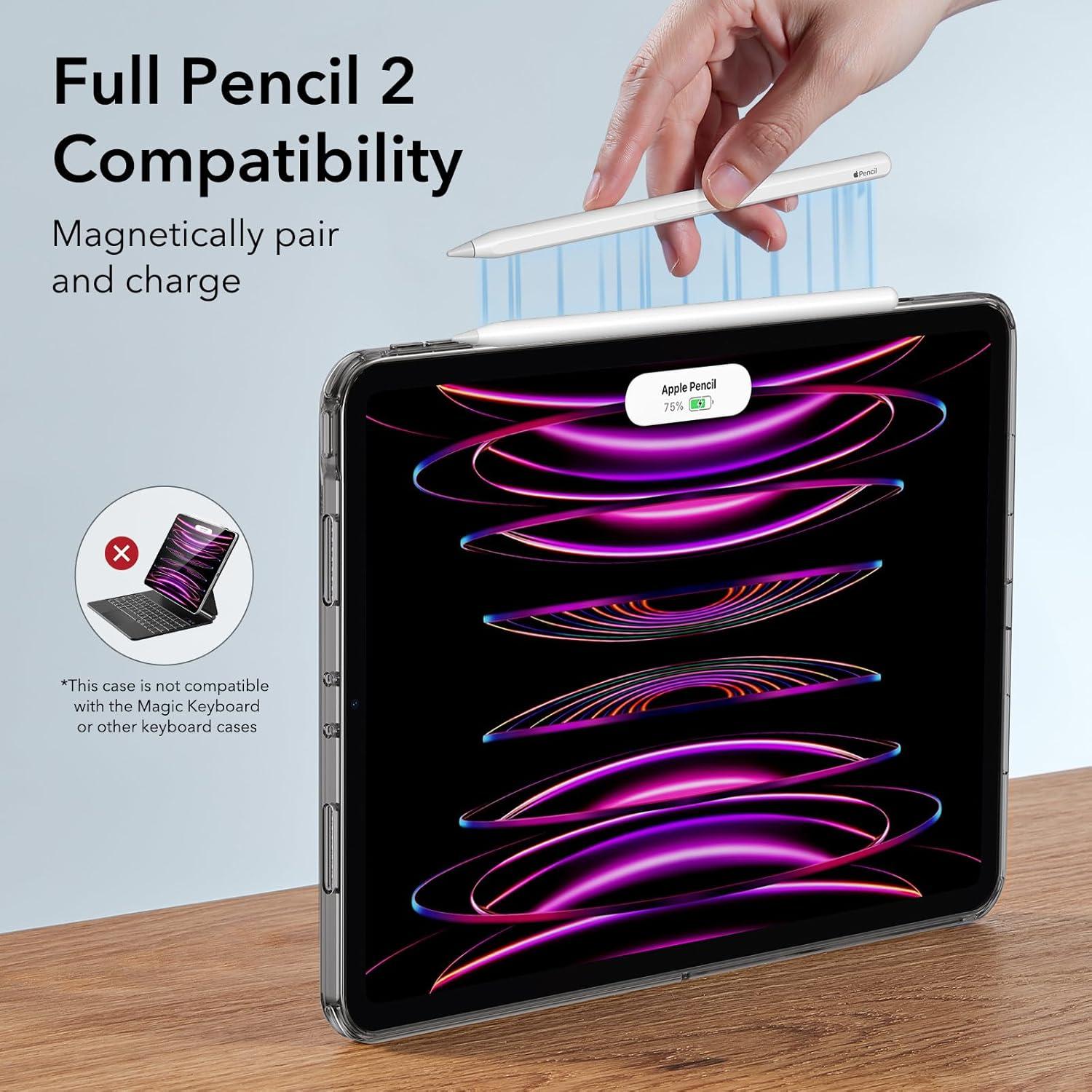 imageESR for iPad Pro 129 Case 129 inch iPad Pro case 20222021 6th5th Generation Thin and Lightweight Yellowing Resistant Hard Back Supports Pencil 2 Classic Series ClearClear Black