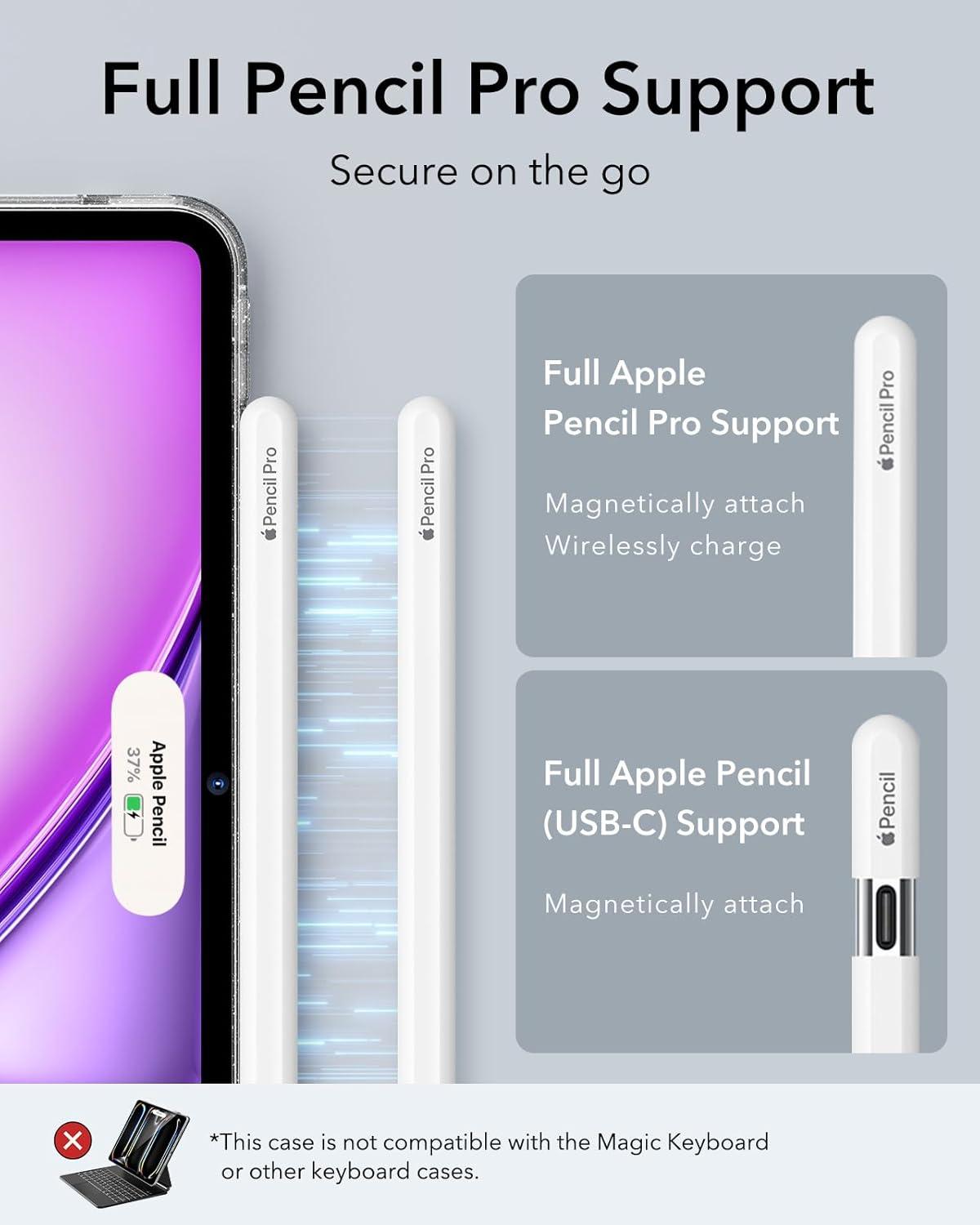 imageESR for iPad Pro 129 Case 129 inch iPad Pro case 20222021 6th5th Generation Thin and Lightweight Yellowing Resistant Hard Back Supports Pencil 2 Classic Series ClearClear Shimmer