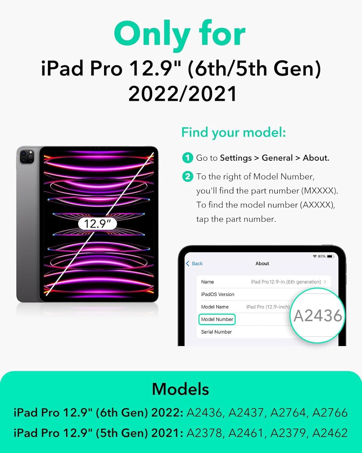 imageESR for iPad Pro 129 Case 6th5th Generation 20222021 Removable Magnetic Cover Adjustable PortraitLandscape Stand with Raised Display View 9 Standing Angles Shift Series BlackTitanium