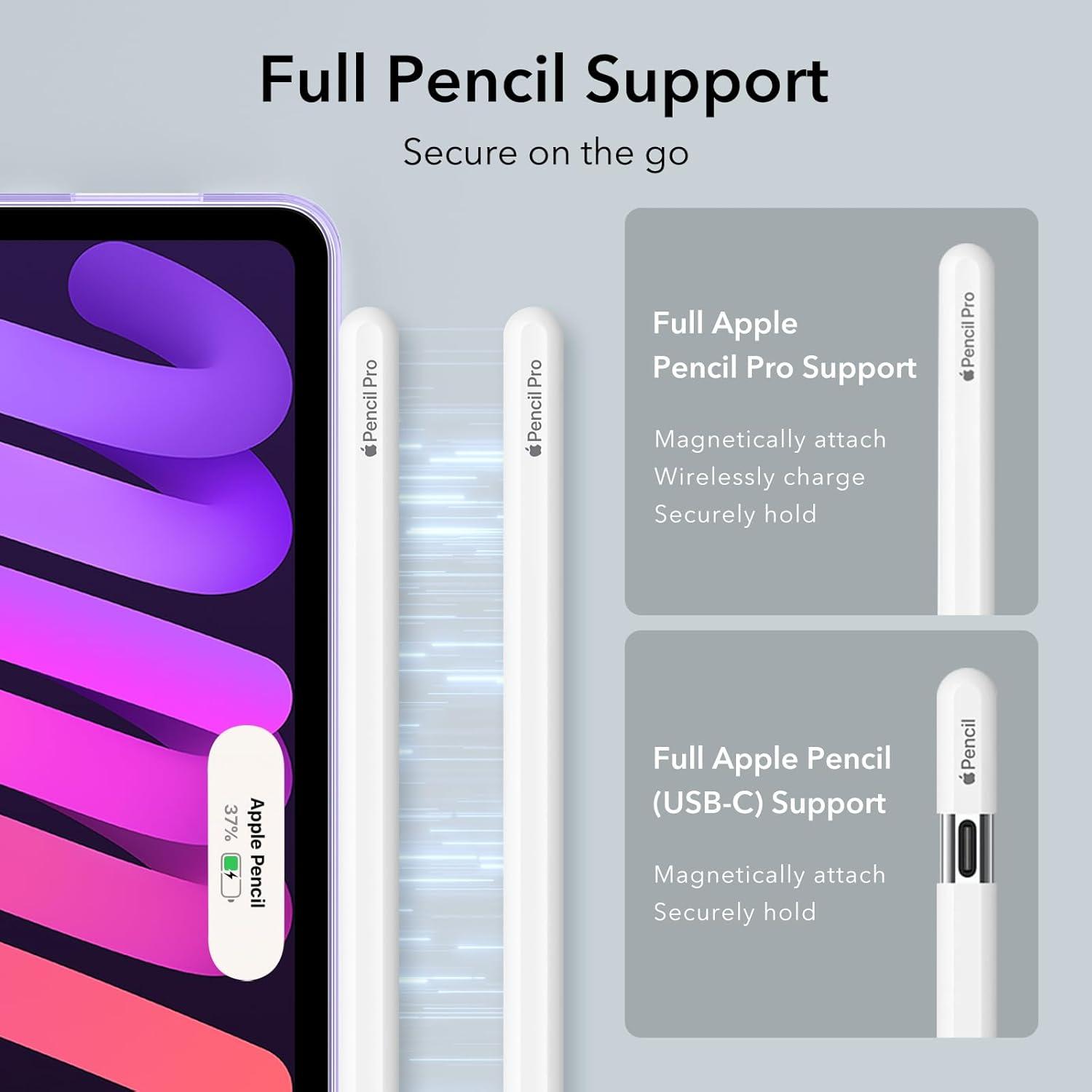 imageESR for iPad mini 7 A17 Pro Case iPad mini 7th6th Generation Case 20242021 Slim and Light Shock and Drop Protection Yellowing Resistant Hard Back Supports Pencil Pro amp PencilUSBC ClearPurple Clear