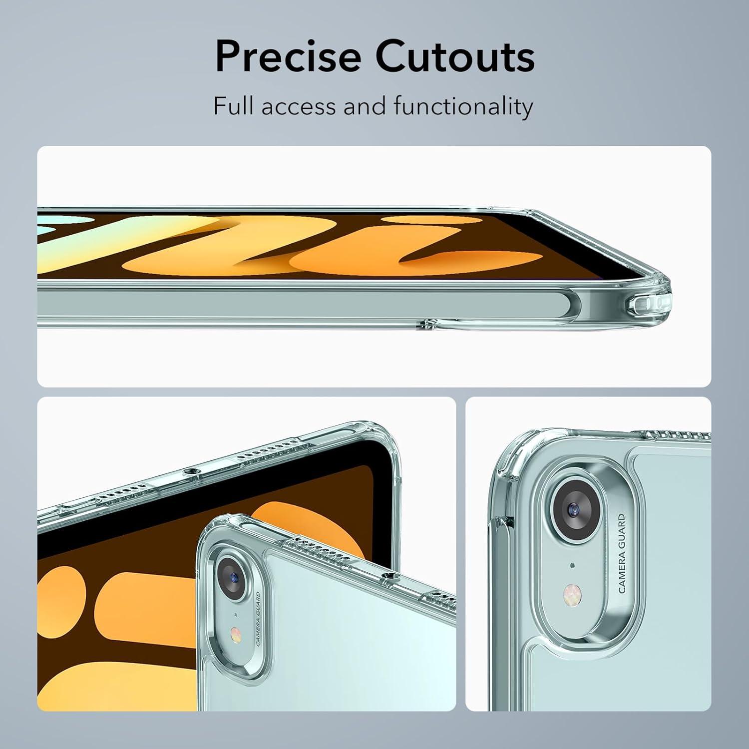 imageESR for iPad mini 7 A17 Pro Case iPad mini 7th6th Generation Case 20242021 Slim and Light Shock and Drop Protection Yellowing Resistant Hard Back Supports Pencil Pro amp PencilUSBC ClearBlue Clear