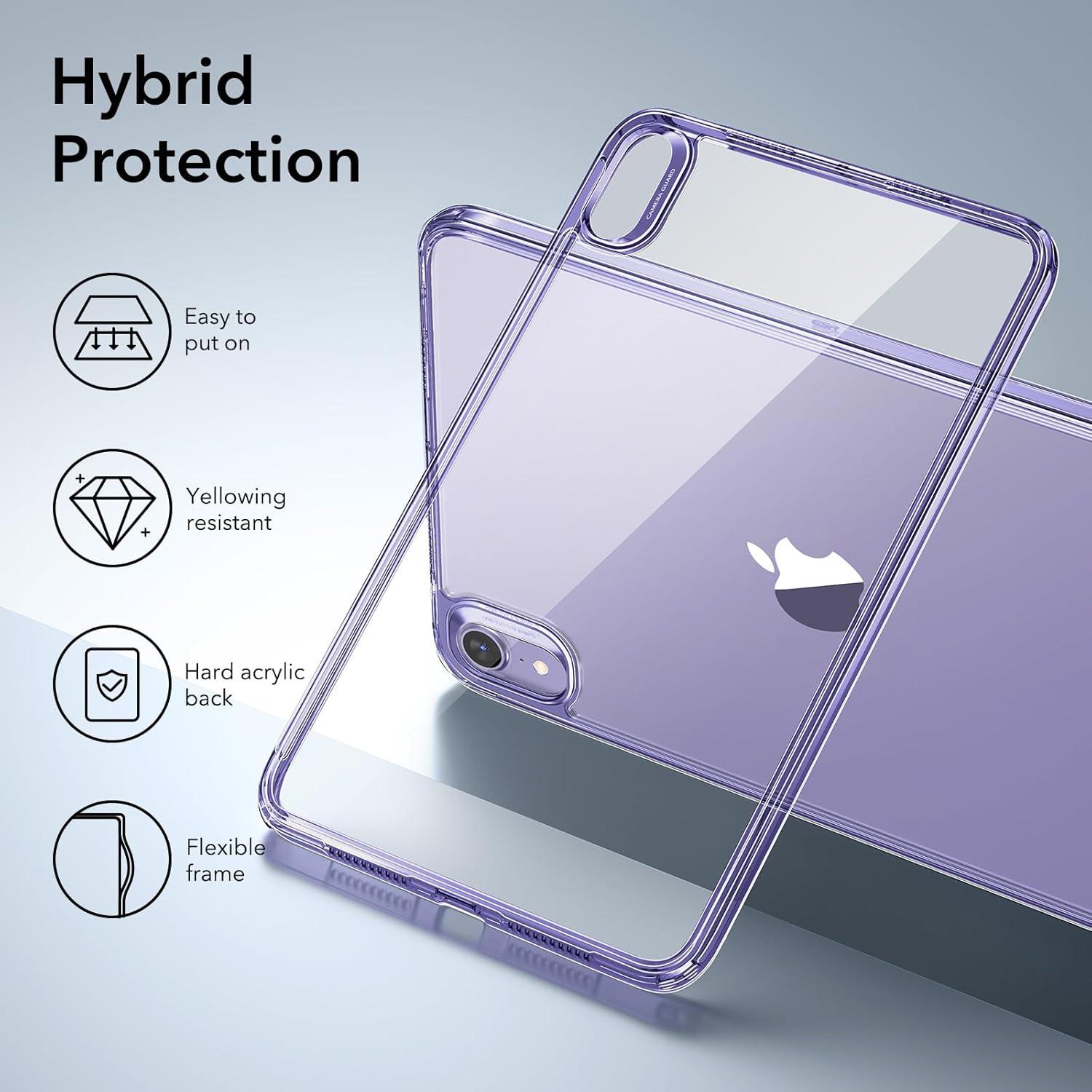 imageESR for iPad mini 7 A17 Pro Case iPad mini 7th6th Generation Case 20242021 Slim and Light Shock and Drop Protection Yellowing Resistant Hard Back Supports Pencil Pro amp PencilUSBC ClearPurple Clear