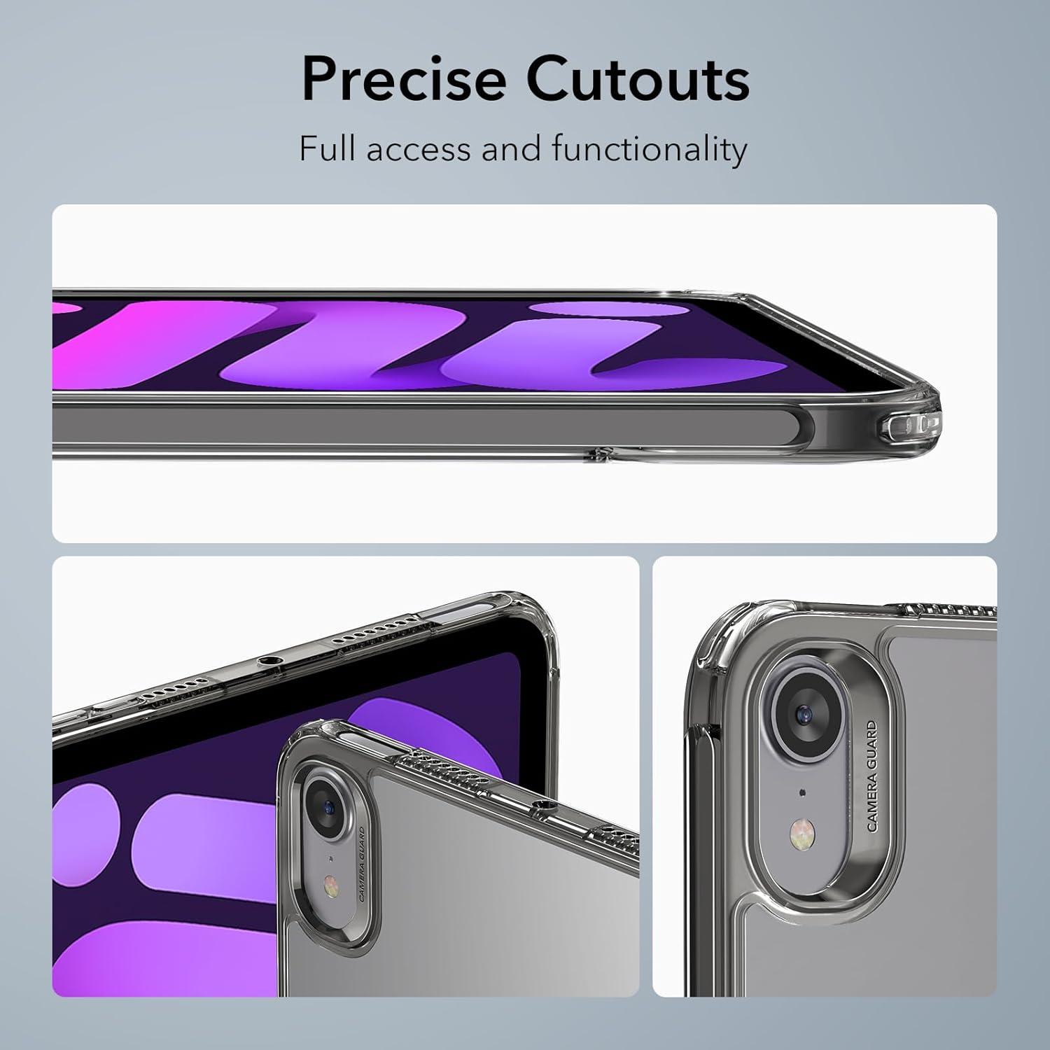 imageESR for iPad mini 7 A17 Pro Case iPad mini 7th6th Generation Case 20242021 Slim and Light Shock and Drop Protection Yellowing Resistant Hard Back Supports Pencil Pro amp PencilUSBC ClearBlack Clear