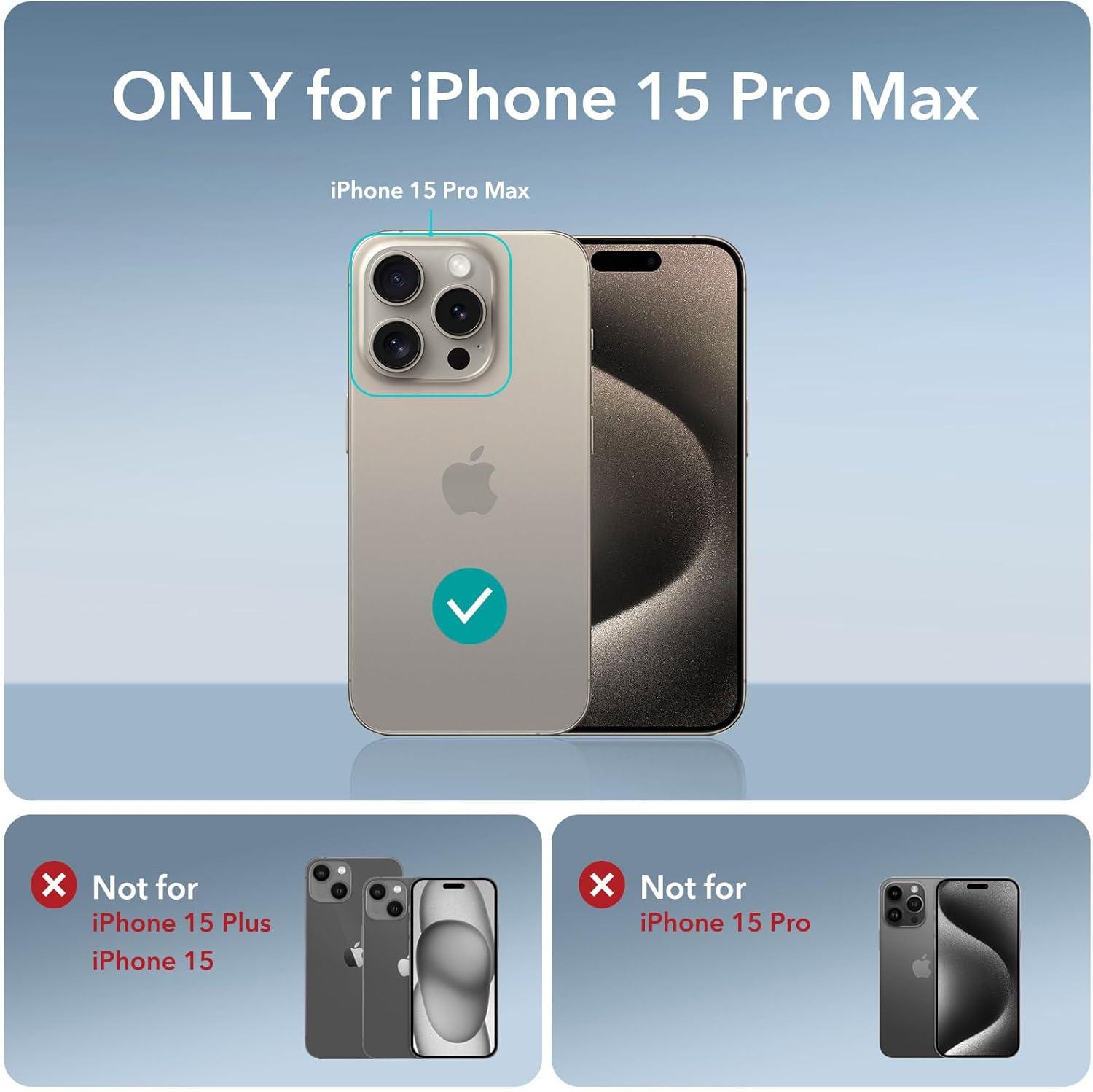 imageESR for iPhone 15 Pro Case Compatible with MagSafe Set with 2 Screen Protectors and Single Lens Protectors Air Guard Corners YellowingResistant Acrylic Back Air Armor Series Frosted BlackClear Grey Set